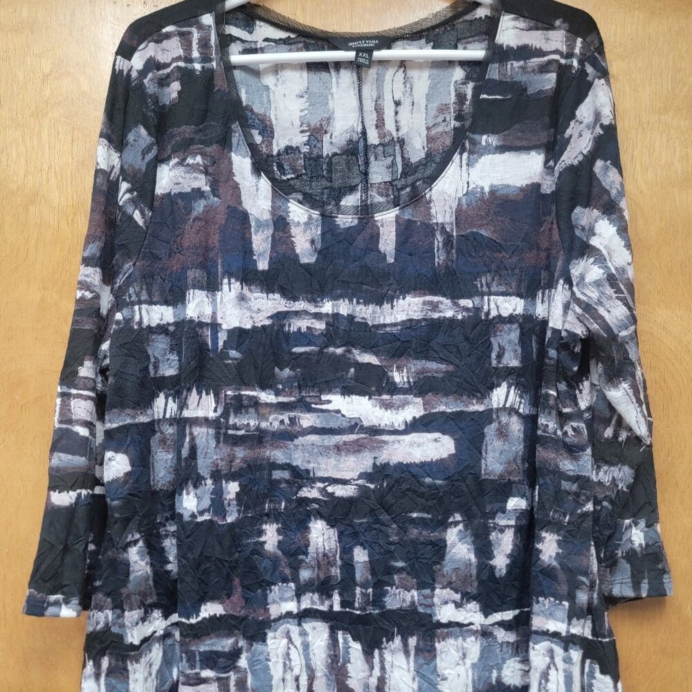 Simply Vera Wang - Long Sleeve Abstract Tunic Top - Multi